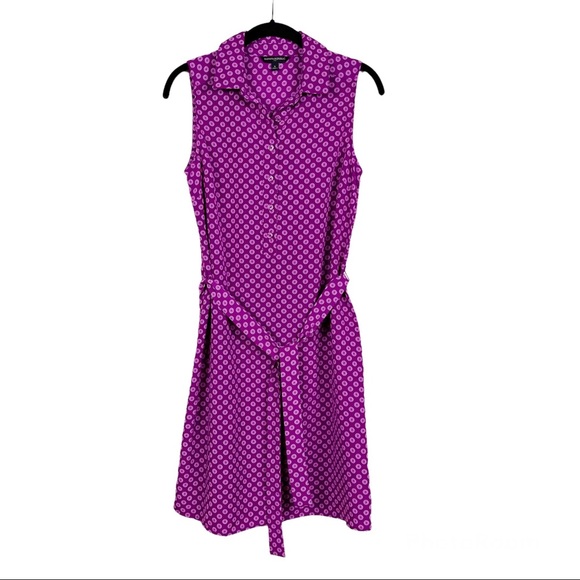 Banana Republic Factory Dresses & Skirts - Banana Republic Purple Geo Print Sleeveless Belted Shift Shirt Dress 
Size 0